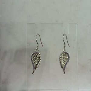 Silver and Purple Wing Drop Earrings